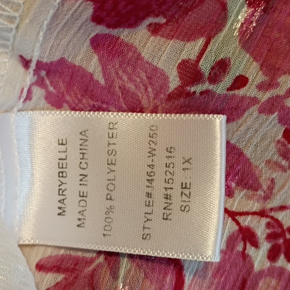 3/$25 White Floral Kimono Cardigan with Pink Blossoms & Gold Accents - Picture 6 of 9